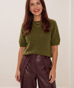 YAS | JOHI SS WOOL BLEND PULLOVER - FIR GREEN
