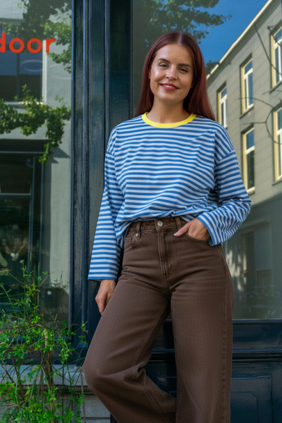 GIGI STRIPED SHIRT - ROYAL BLUE/ OCEAN