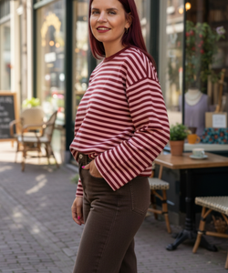 GIGI STRIPED SHIRT - BORDEAUX/PINK