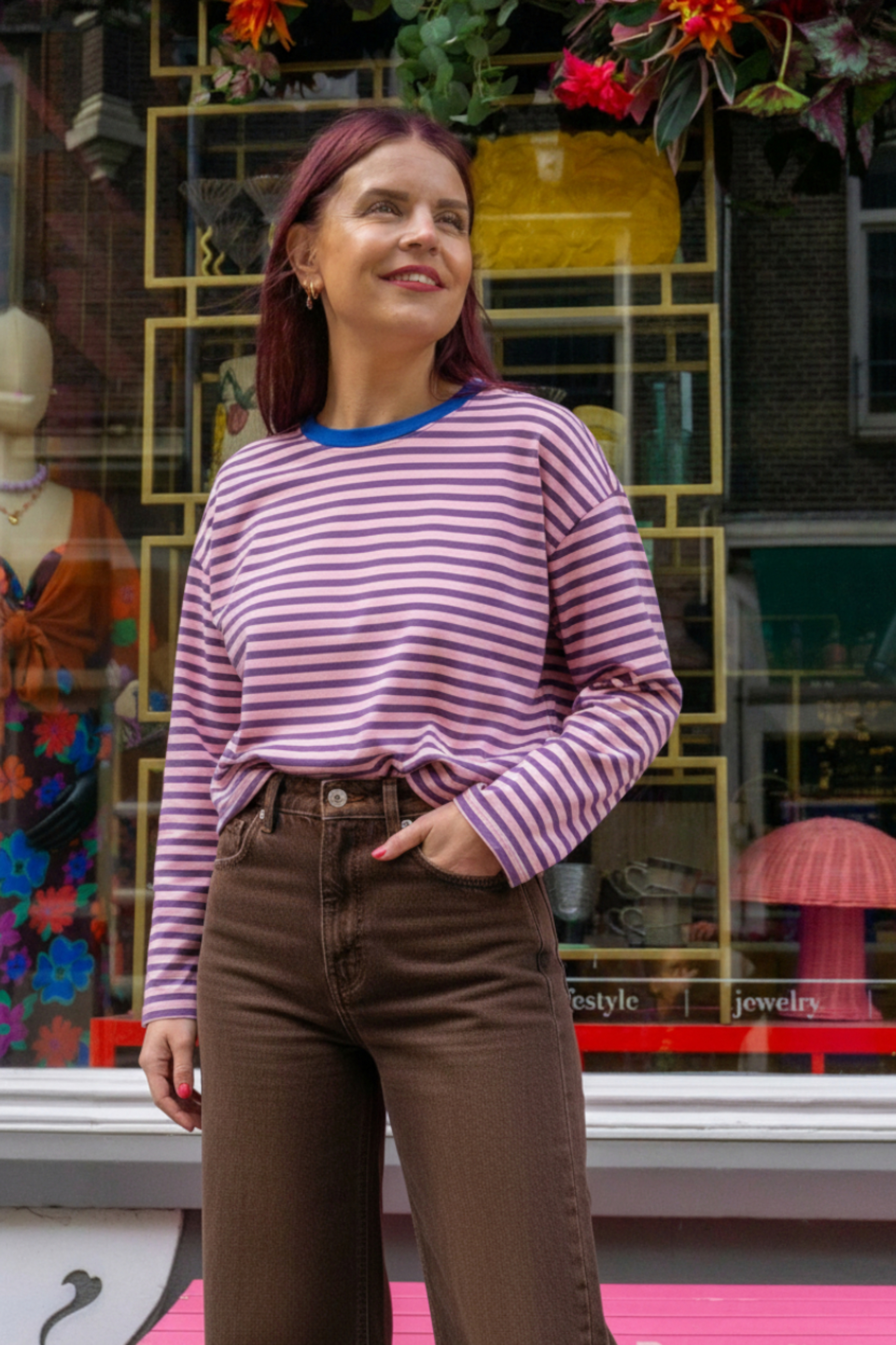 GIGI STRIPED SHIRT - PURPLE/PINK