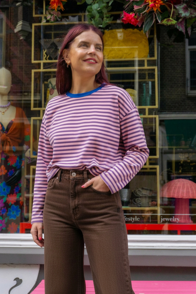 GIGI STRIPED SHIRT - PURPLE/PINK