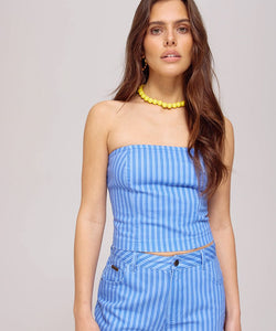 HARPER & YVE | FELICE STRAPLESS TOP - BLUE STRIPE