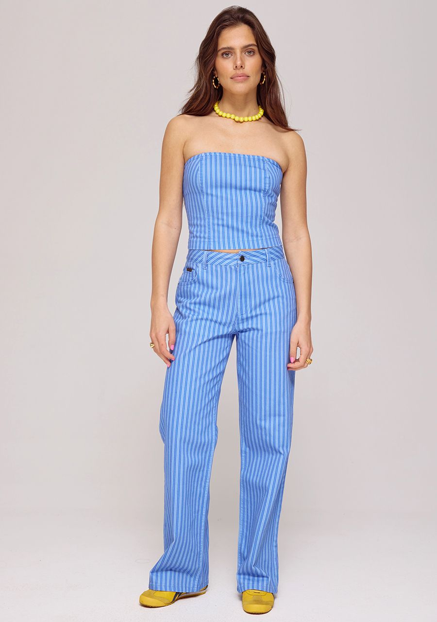 HARPER & YVE | FELICE STRAPLESS TOP - BLUE STRIPE