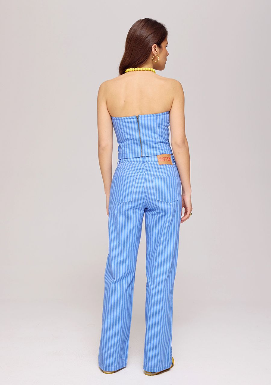 HARPER & YVE | FELICE STRAPLESS TOP - BLUE STRIPE