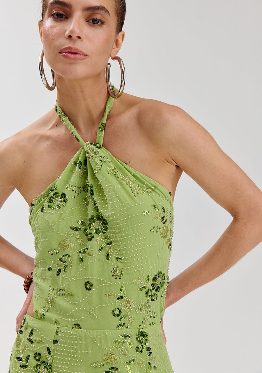HARPER & YVE | SORA DRESS - GREEN SEQUIN