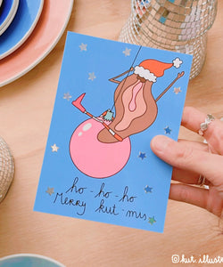KUT. Illustraties | A6 KAART - HO HO HO MERRY KUT-MIS (HOLOGRAFISCH)