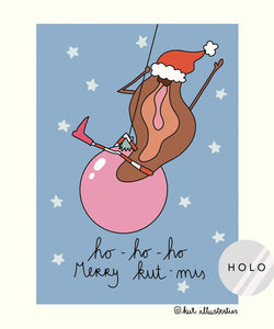 KUT. Illustraties | A6 KAART - HO HO HO MERRY KUT-MIS (HOLOGRAFISCH)