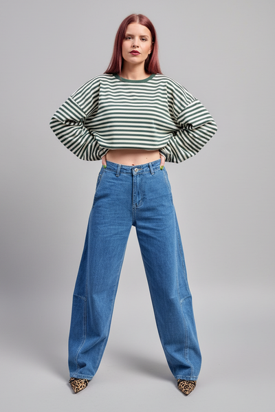 CASSIE BARREL JEANS - BLUE