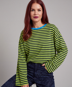 SAMMIE STRIPED SHIRT - LIME GREEN/DARK GREEN