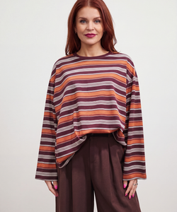 LUX STRIPED SHIRT - ORANGE/BORDEAUX