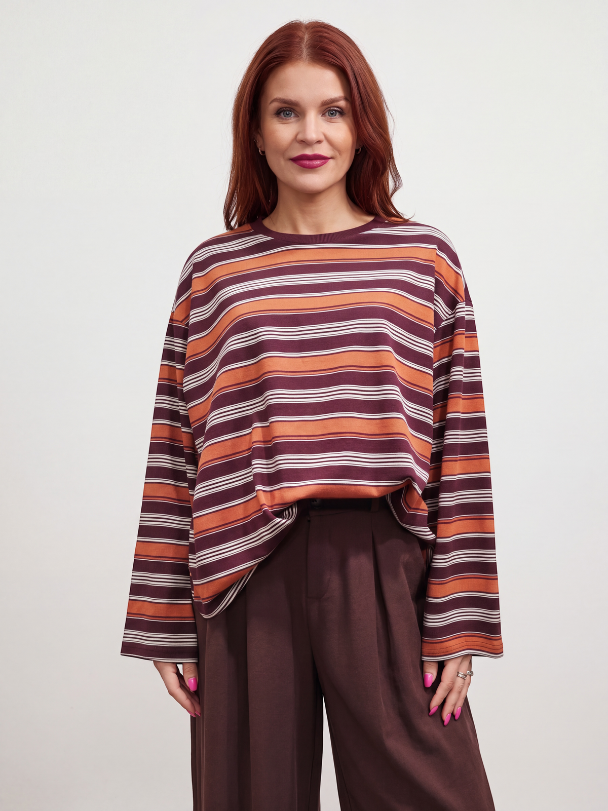 LUX STRIPED SHIRT - ORANGE/BORDEAUX