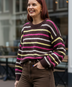 JOY STRIPED KNIT - BROWN