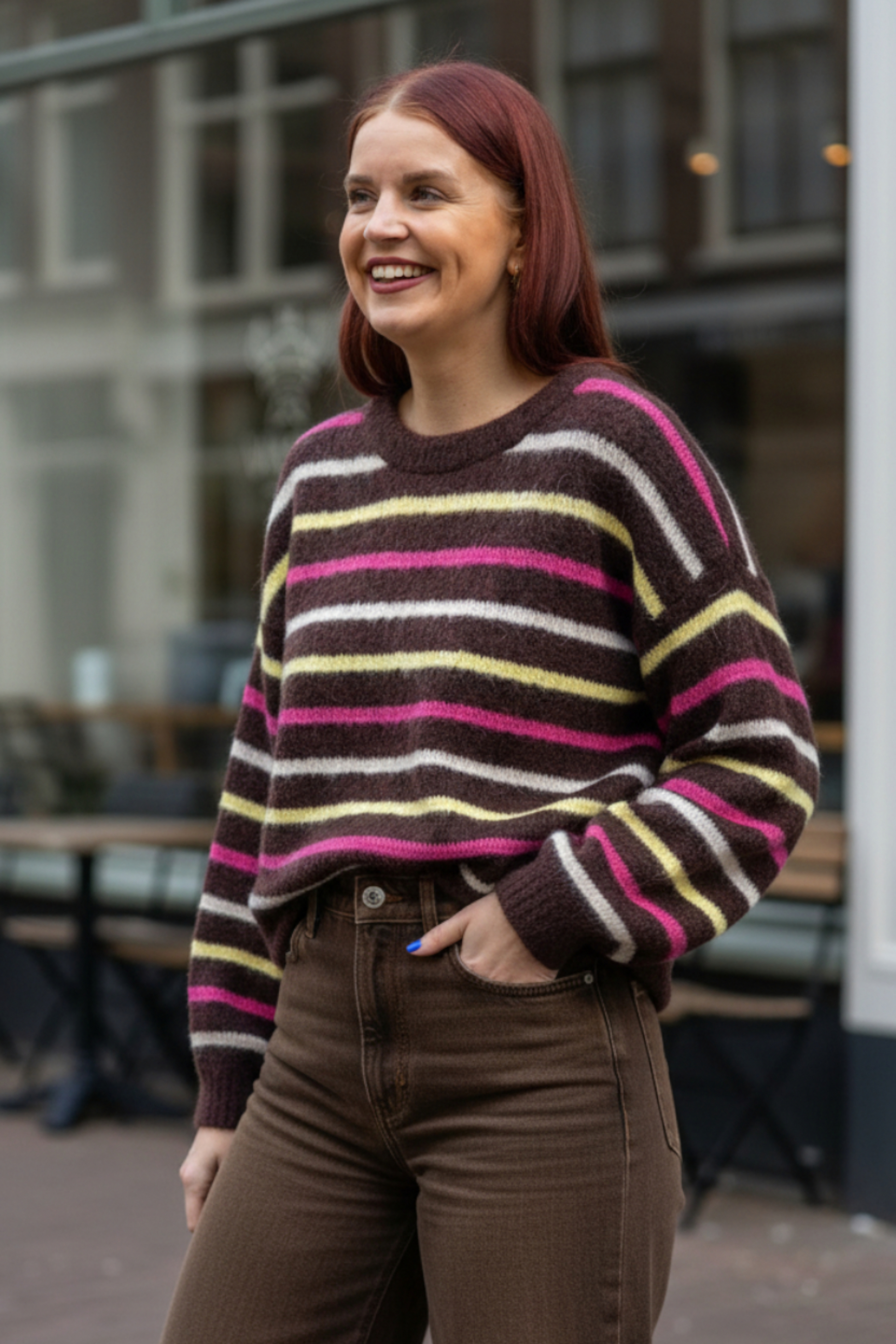 JOY STRIPED KNIT - BROWN