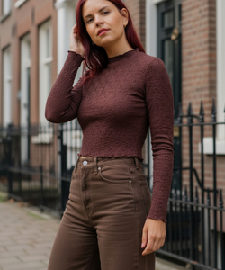 JUNE TEXTURED SHIRT - BORDEAUX