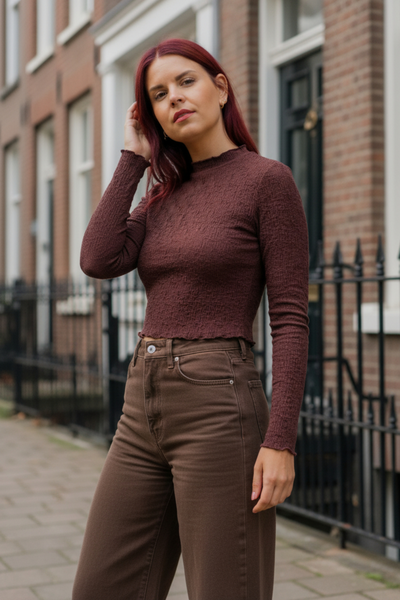 JUNE TEXTURED SHIRT - BORDEAUX