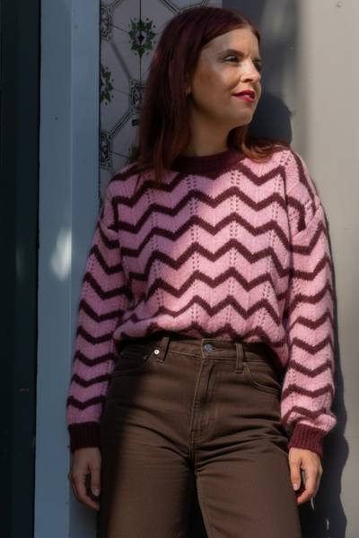 JUNIA ZIG ZAG KNIT - PINK/BORDEAUX