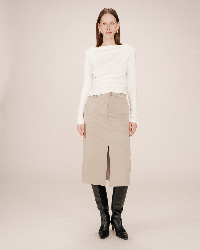 GRACE & MILA | SORRY MIDI SKIRT - TAUPE