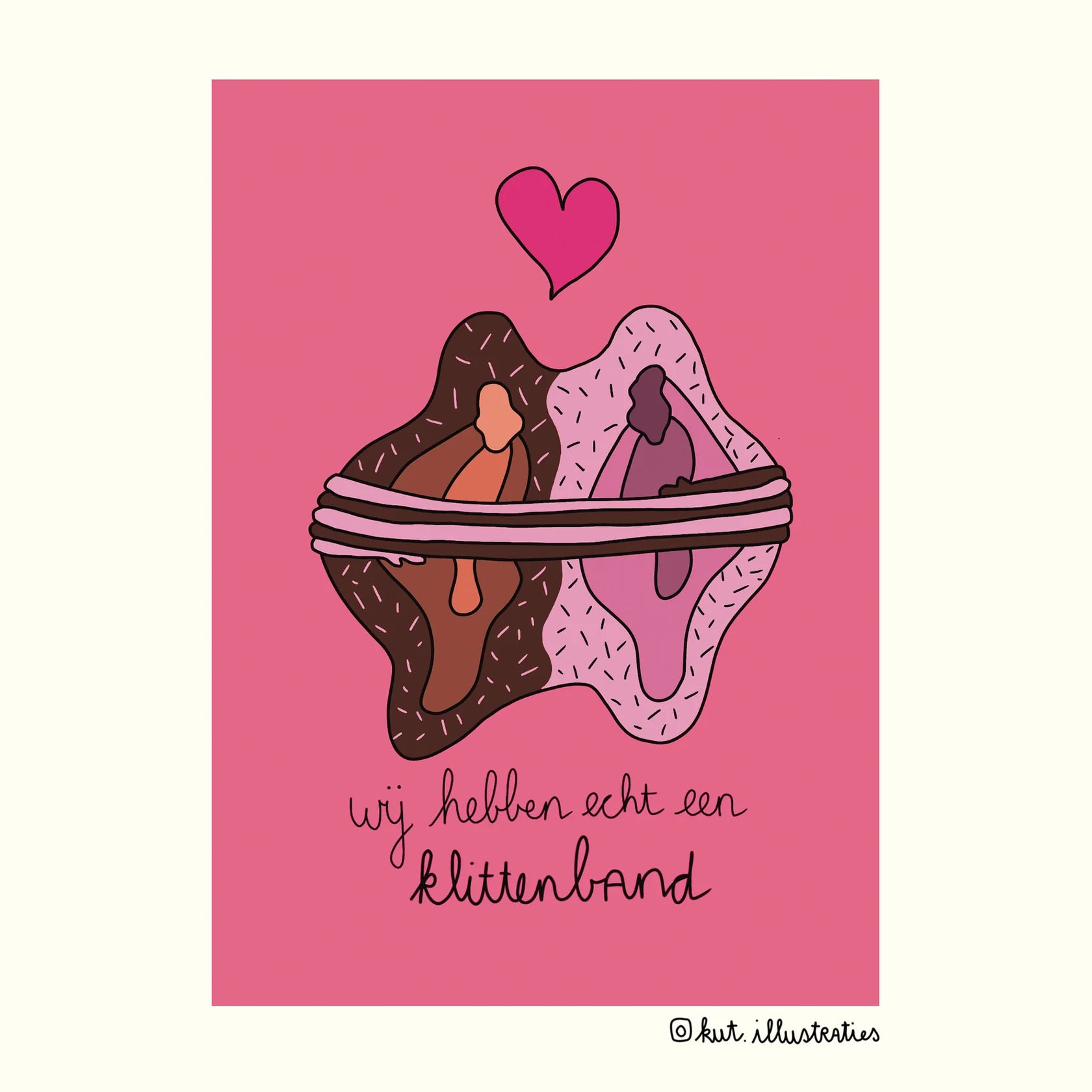 KUT. Illustraties | A6 KAART - WIJ HEBBEN ECHT EEN KLITTENBAND