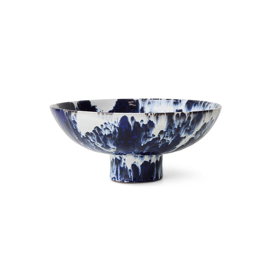 HKliving | CERAMIC BOWL ON BASE - INDIGO