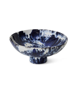 HKliving | CERAMIC BOWL ON BASE - INDIGO