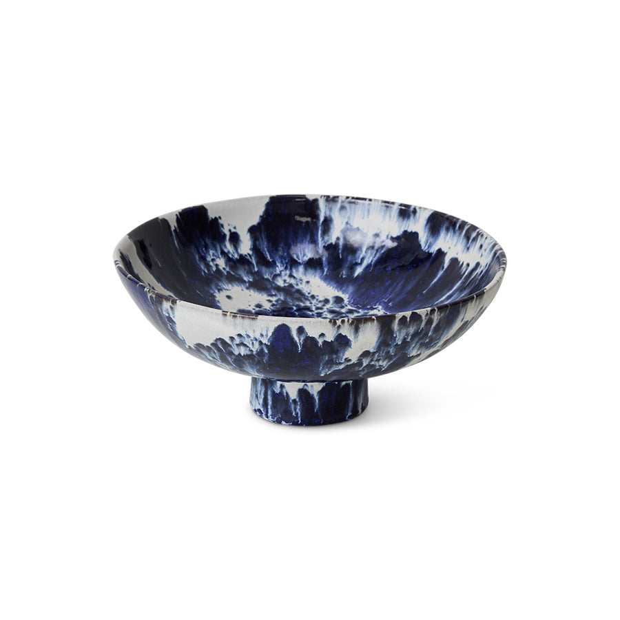 HKliving | CERAMIC BOWL ON BASE - INDIGO