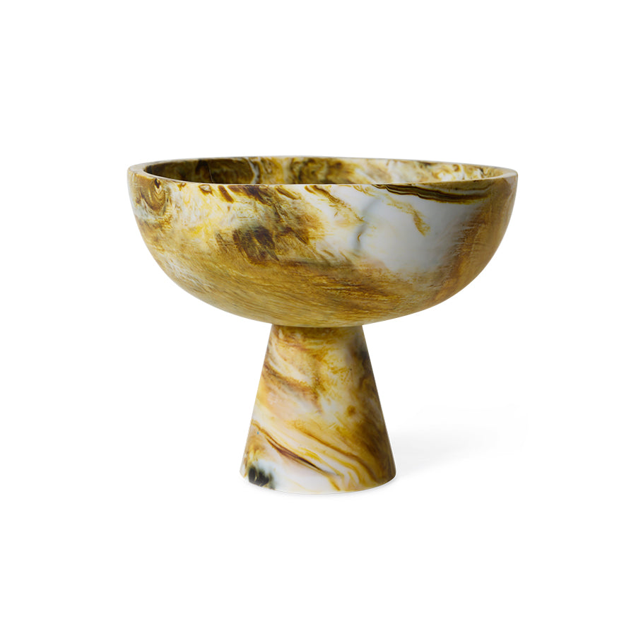 HKliving | 70S MARBLED BOWL ON BASE - OCHRE