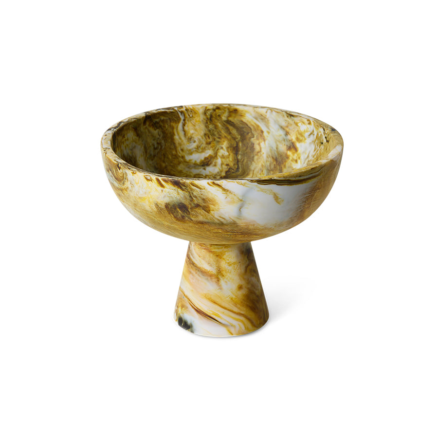 HKliving | 70S MARBLED BOWL ON BASE - OCHRE