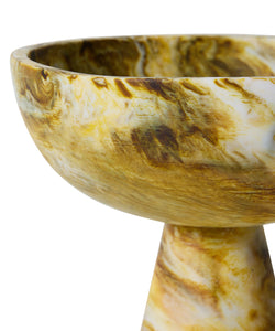 HKliving | 70S MARBLED BOWL ON BASE - OCHRE