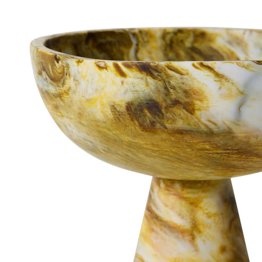 HKliving | 70S MARBLED BOWL ON BASE - OCHRE