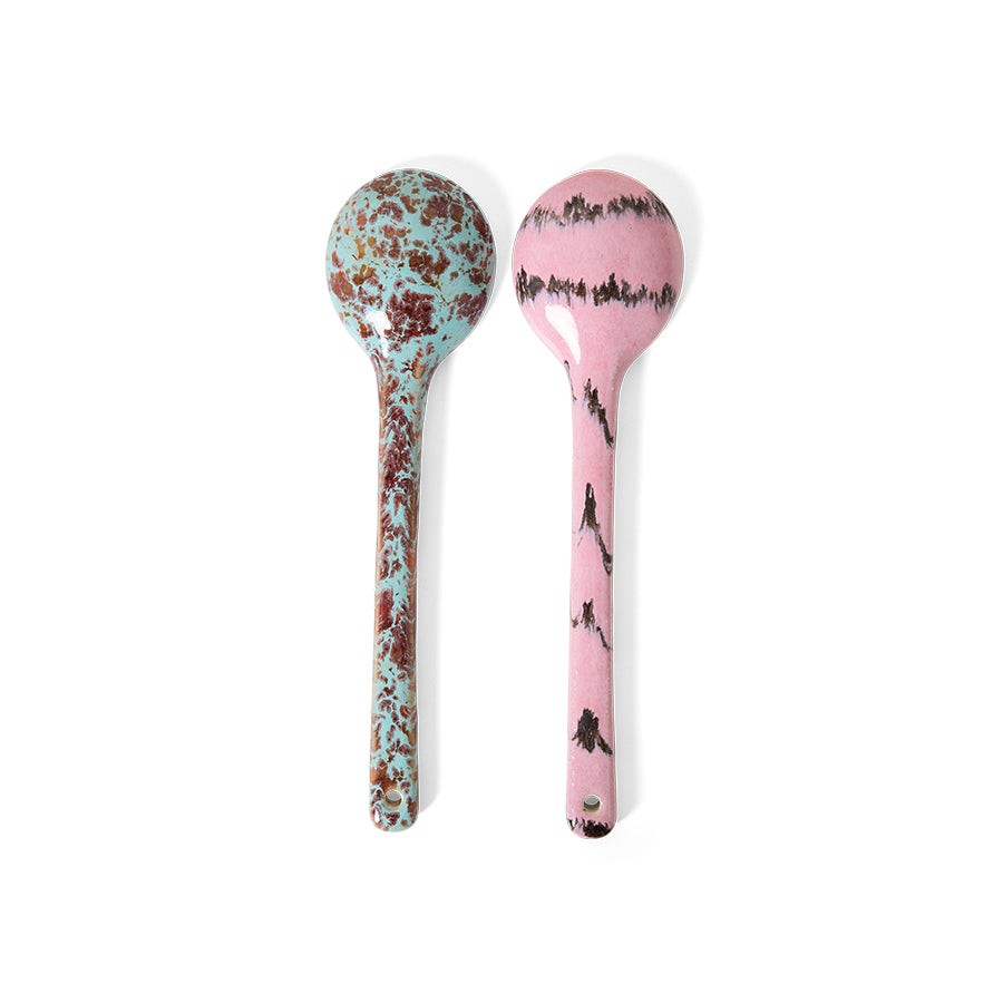 HKliving | 70S CERAMICS: SERVING SPOONS - SPRINKLE (2pcs)