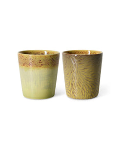 HKliving | 70S CERAMICS: VAN GOGH COFFEE MUG - SUNFLOWERS (set of 2)