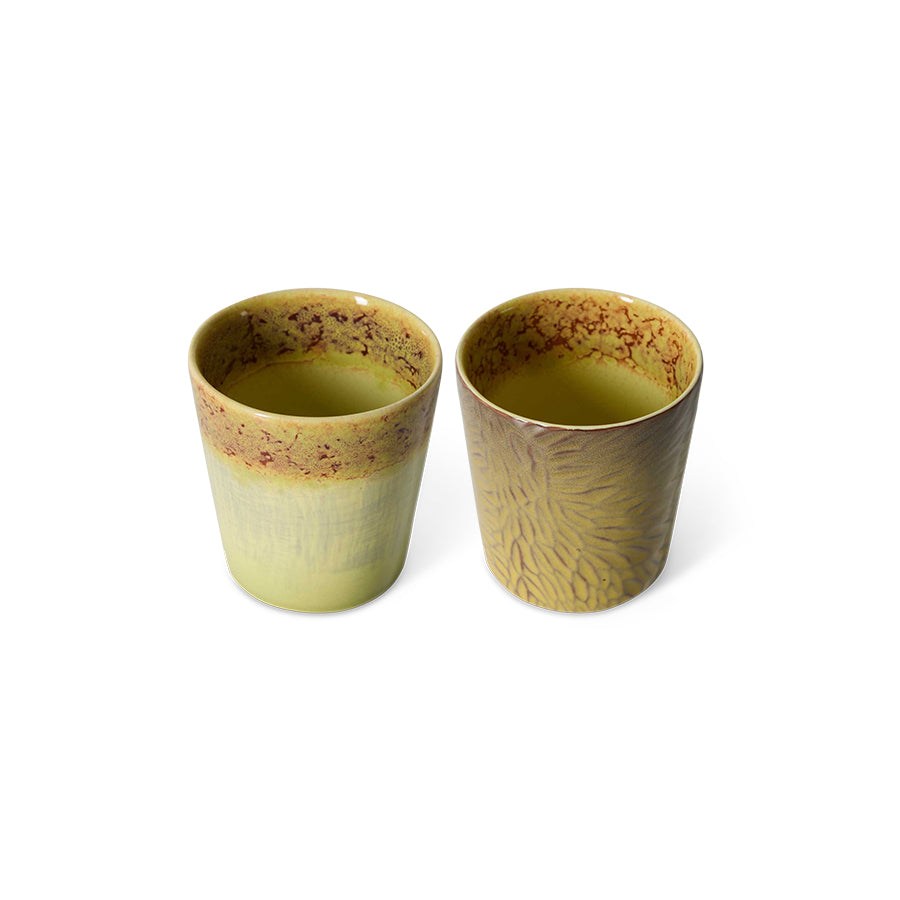 HKliving | 70S CERAMICS: VAN GOGH COFFEE MUG - SUNFLOWERS (set of 2)