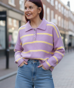 LOURDES STRIPED POLO - LILAC