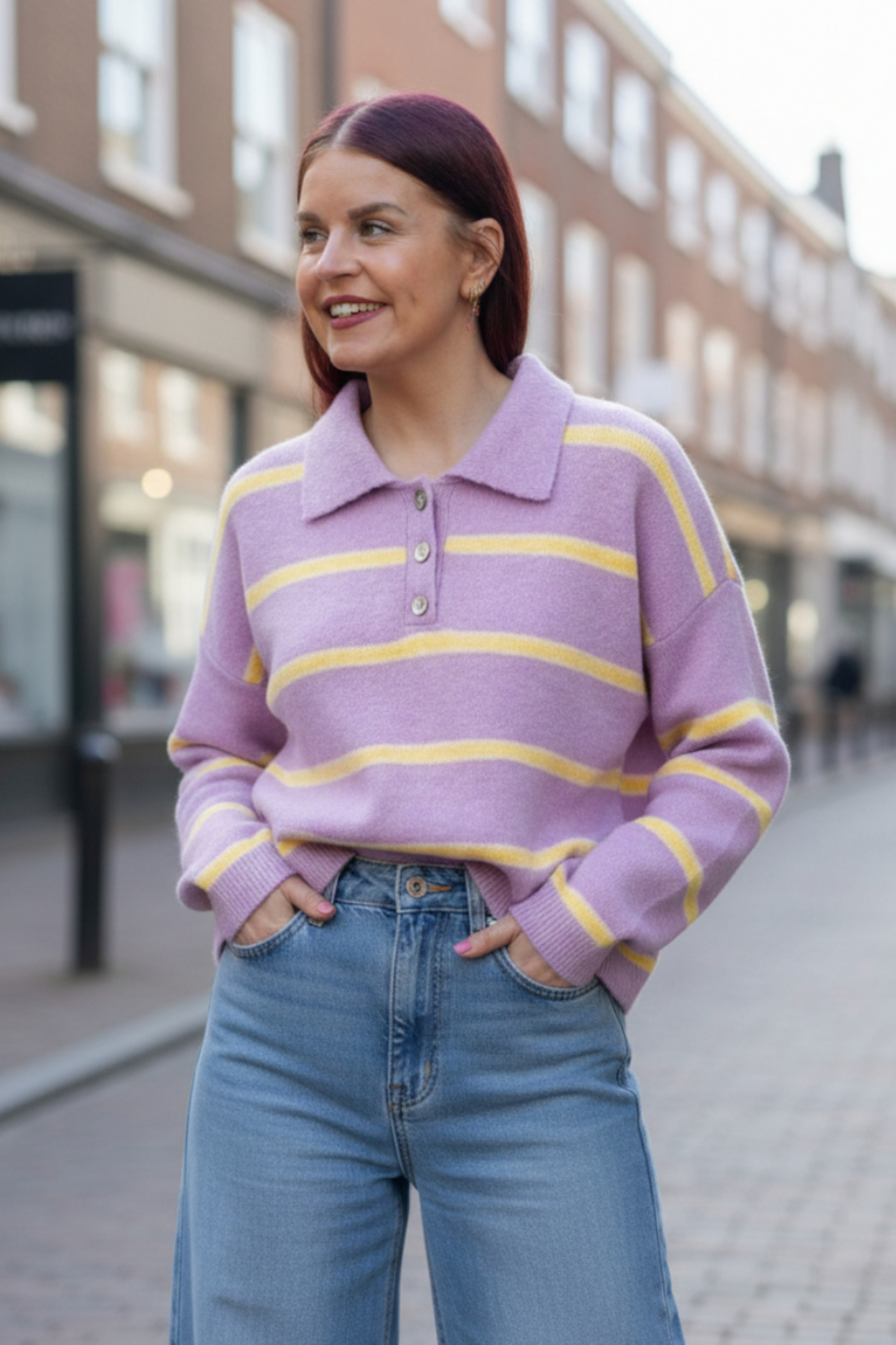 LOURDES STRIPED POLO - LILAC