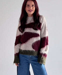 MAISY FLUFFY KNIT - WINE RED