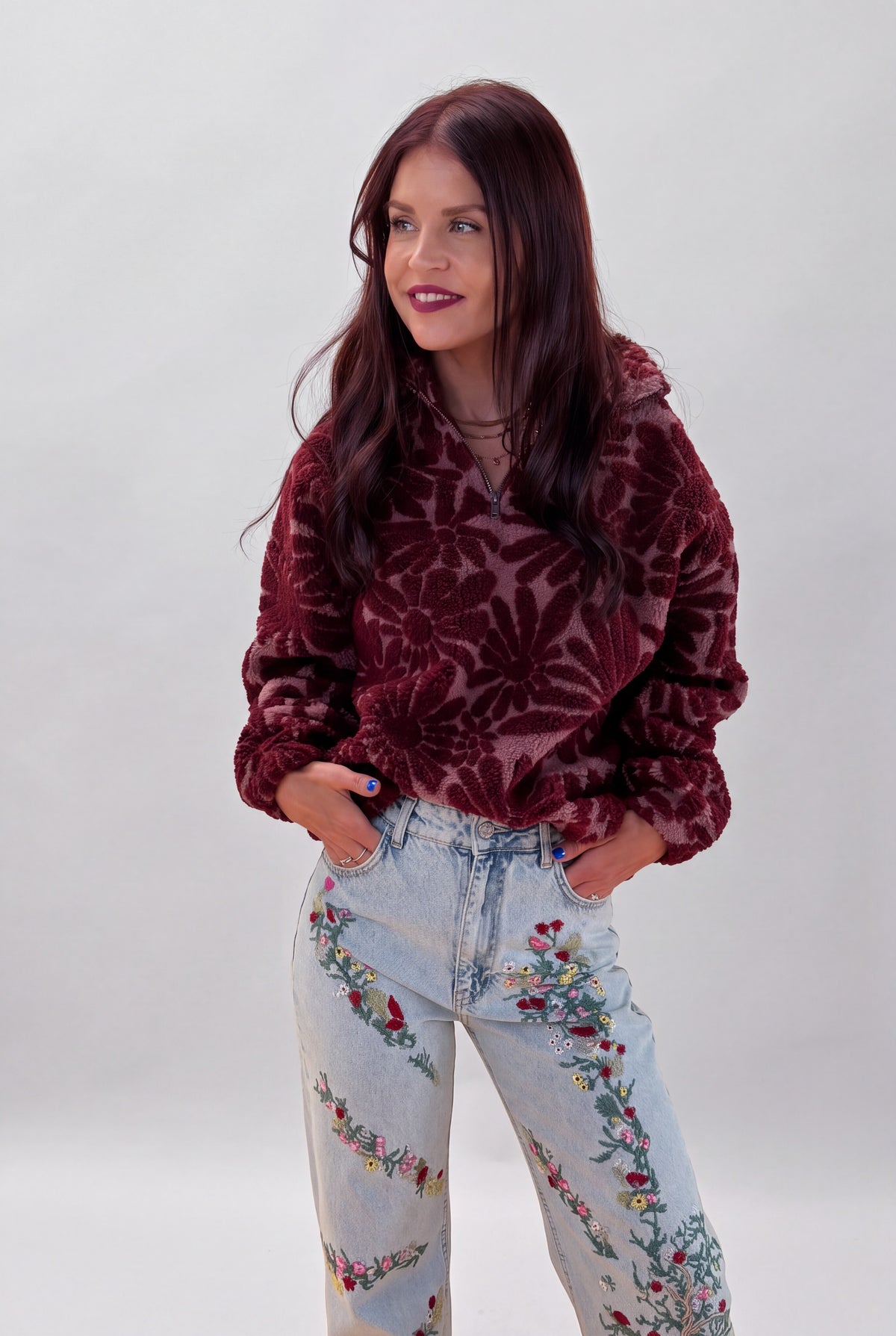 MARIJE FLEECE PULLOVER - BORDEAUX