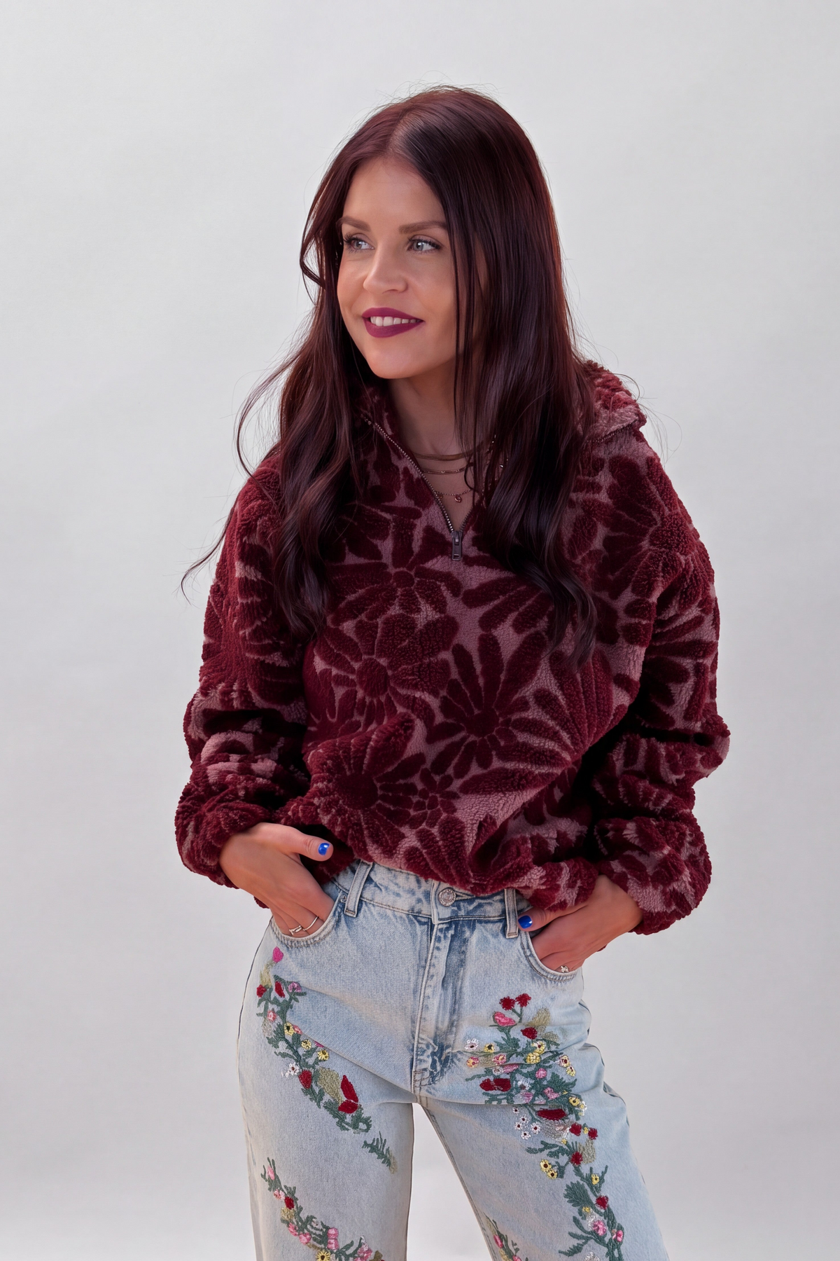 MARIJE FLEECE PULLOVER - BORDEAUX