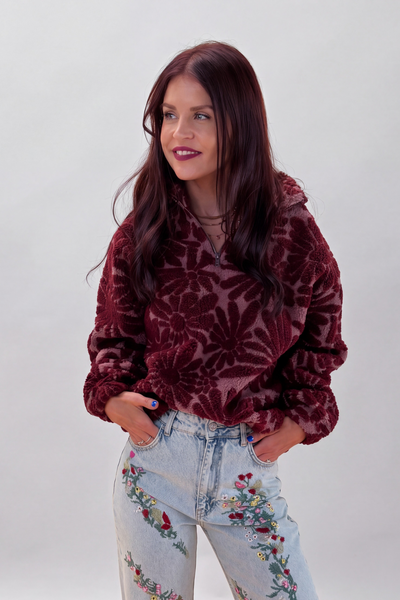 MARIJE FLEECE PULLOVER - BORDEAUX