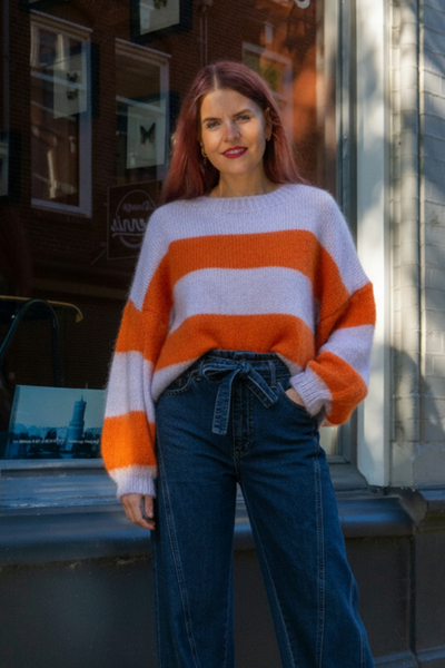 MICKY STRIPED SOFT KNIT - LILAC/ORANGE