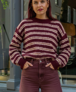 MILOU STRIPED KNIT - BORDEAUX