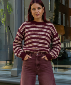 MILOU STRIPED KNIT - BORDEAUX