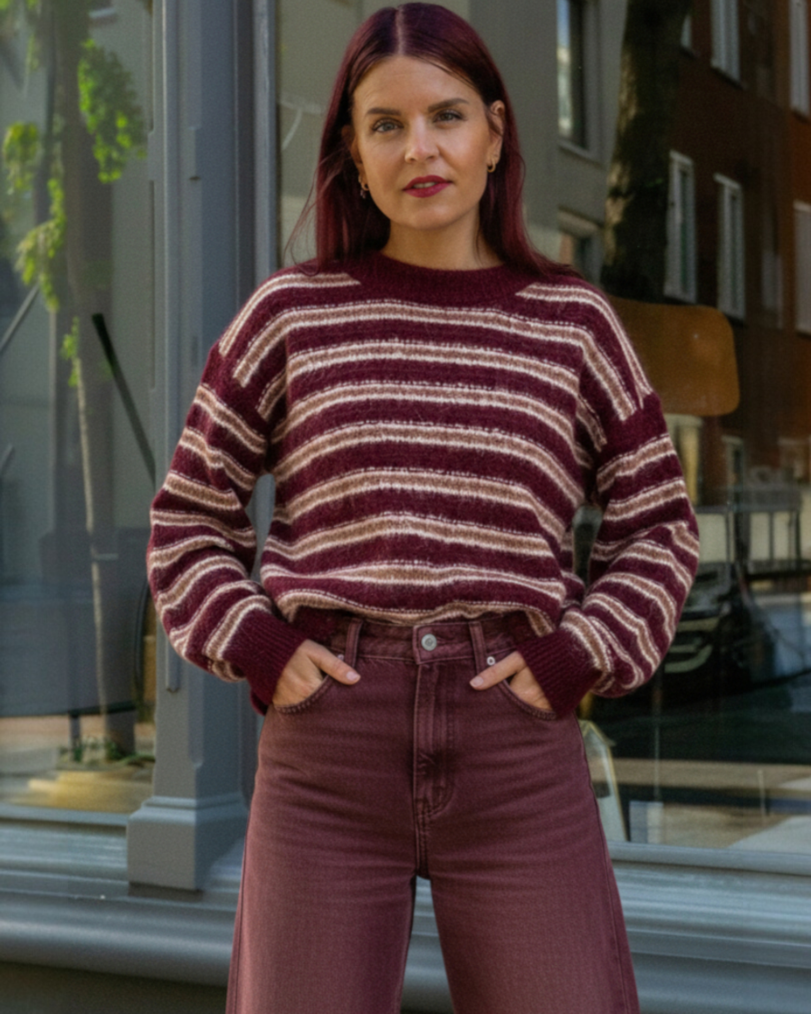 MILOU STRIPED KNIT - BORDEAUX