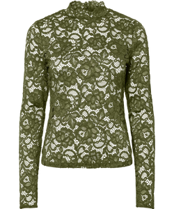 Y.A.S | LACEY LS LACE TOP - SPHAGNUM
