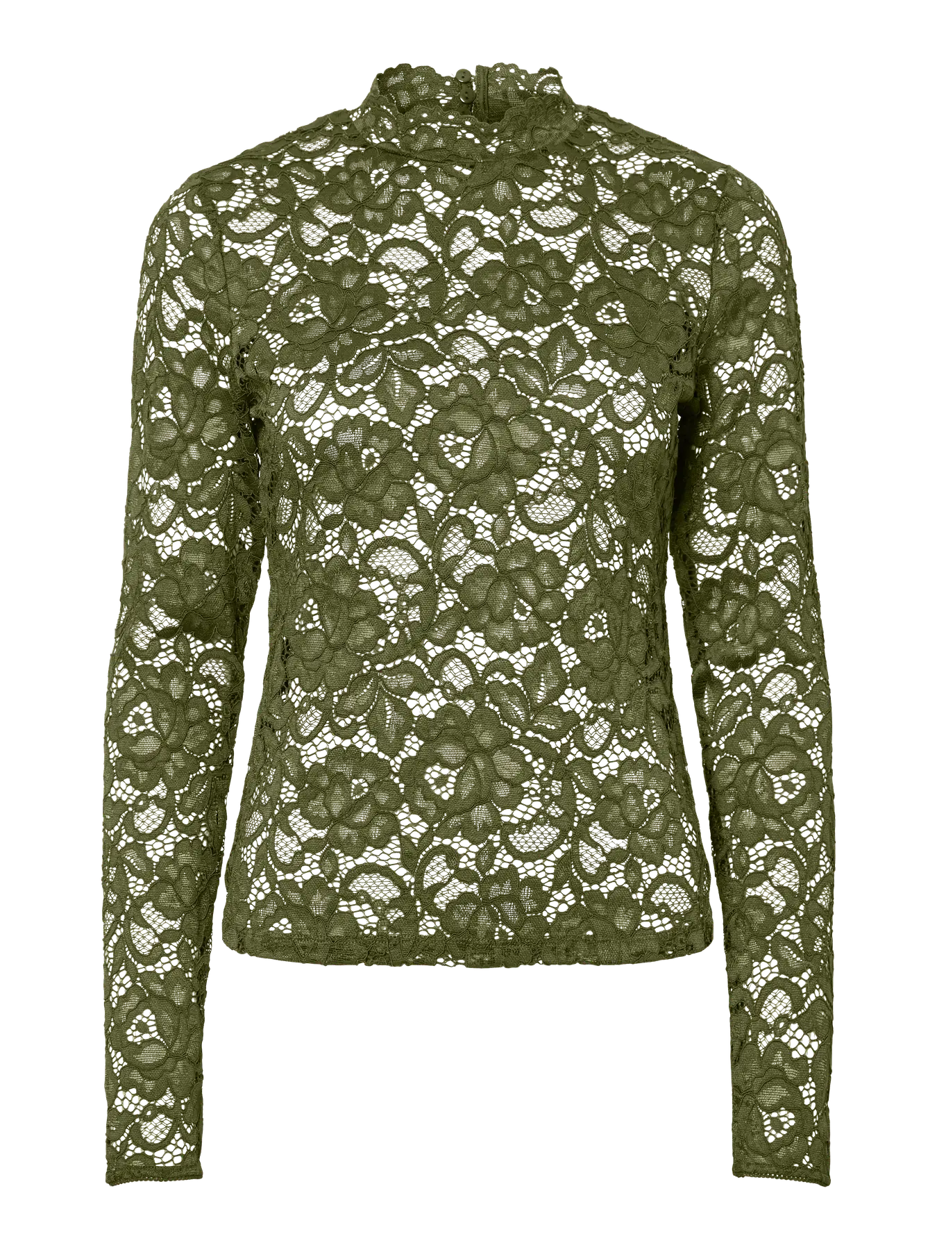 Y.A.S | LACEY LS LACE TOP - SPHAGNUM