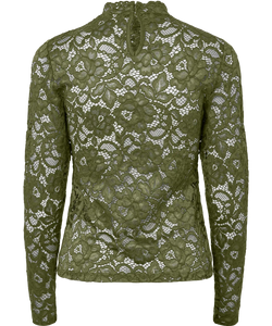 Y.A.S | LACEY LS LACE TOP - SPHAGNUM