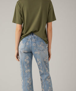 NINA EMBROIDERY JEANS - BLUE