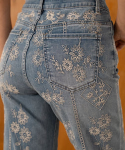 NINA EMBROIDERY JEANS - BLUE