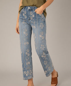 NINA EMBROIDERY JEANS - BLUE
