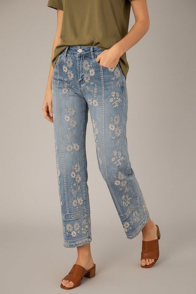 NINA EMBROIDERY JEANS - BLUE