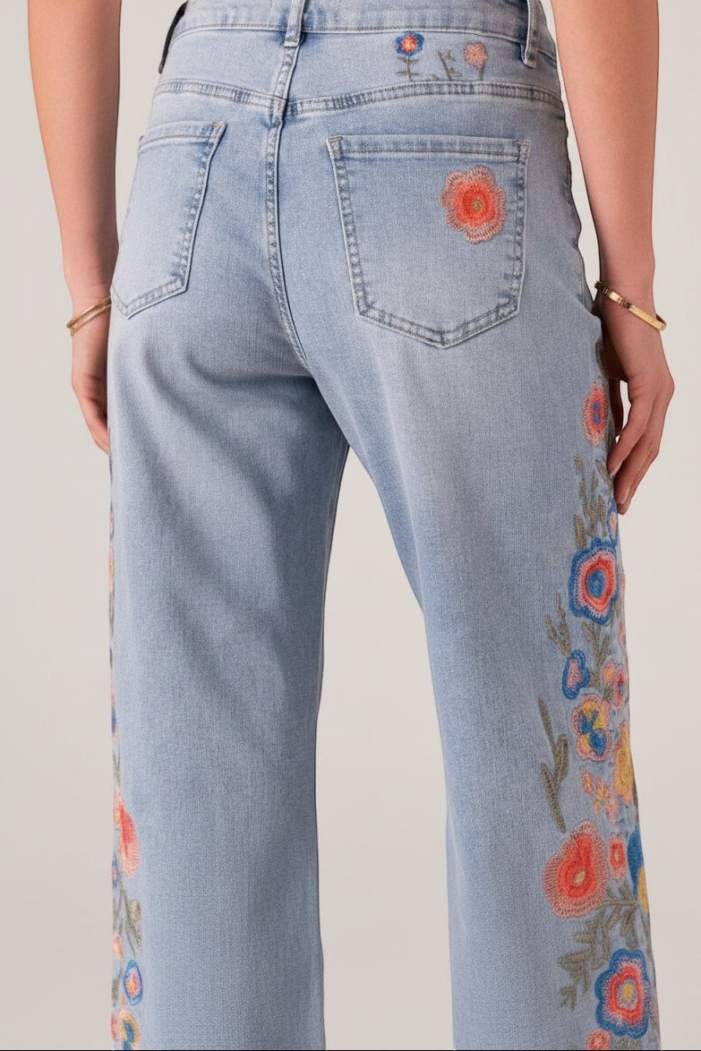 NORAIN EMBROIDERY JEANS - BLUE